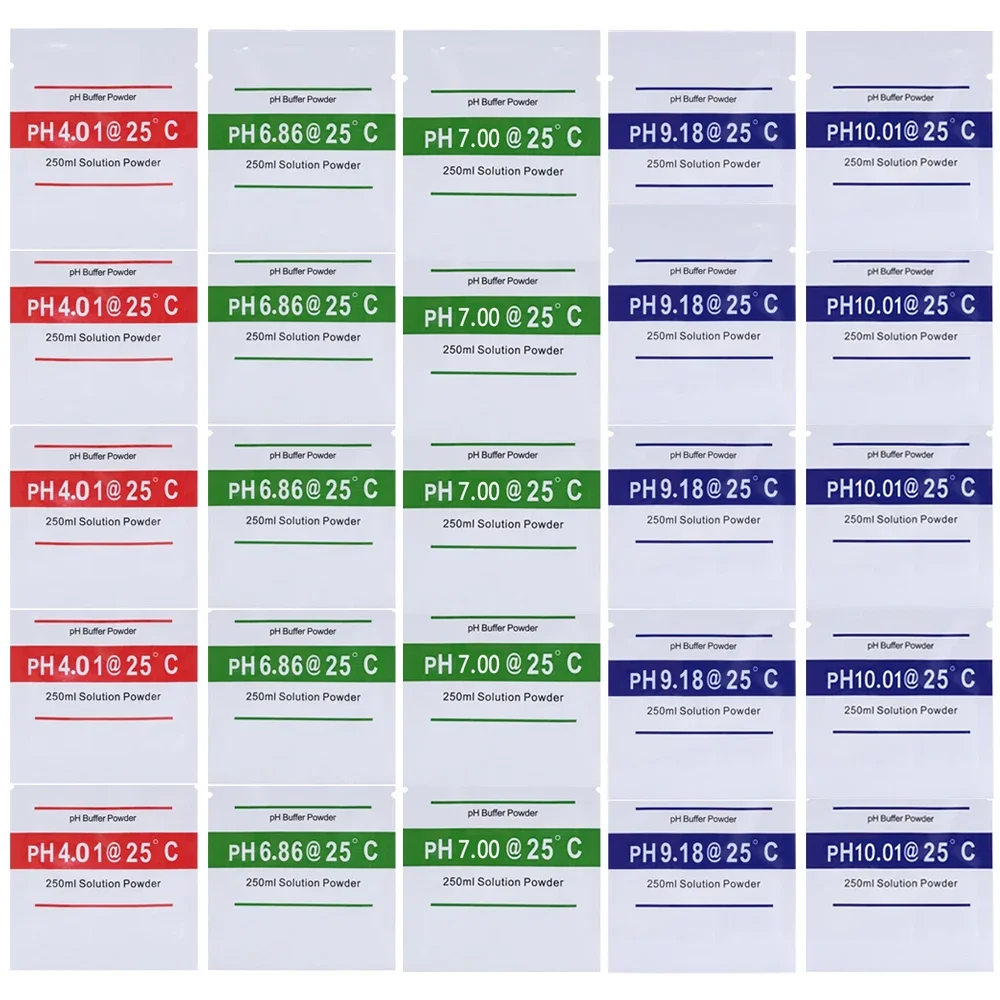 5/15/25PCS Medidor de pH Calibração Buffer Pó ph4.01/6.86/7.00/9.18 /10.01 Solução de correção ORP para aquário