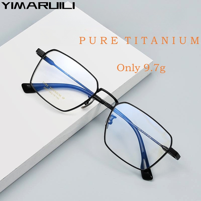 YIMARUILI ultralekkie moda biznesowa krótkowzroczne okulary Retro kwadratowe czysty tytan okulary korekcyjne optyczne oprawki męskie 205CT