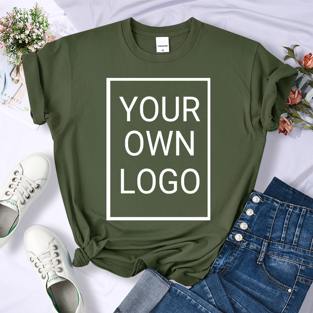 Benutzerdefinierte DIY LOGO Frauen T-Shirt Sommer Y2K Streetwear Komfortable Weibliche Kurzen Ärmeln Crewneck Angepasst Muster T Tops