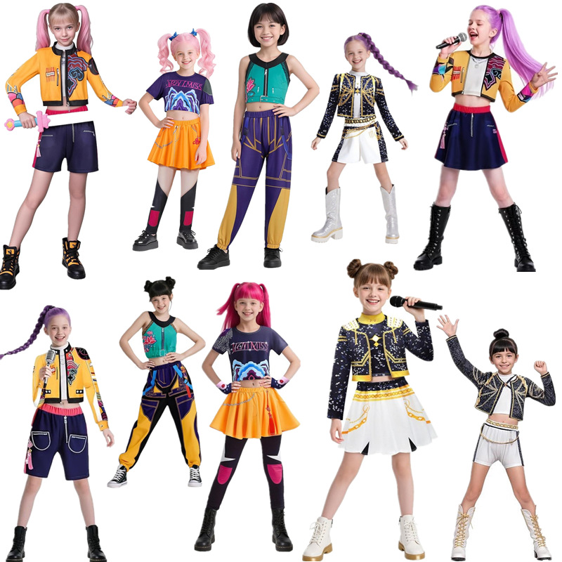 Nuevo Conjunto de Disfraz de Halloween 2026 para Niña, Conjunto de Top y Pantalones Cortos Bordados para Baile Urbano, Conjunto para Actuación de Baile Hip-hop