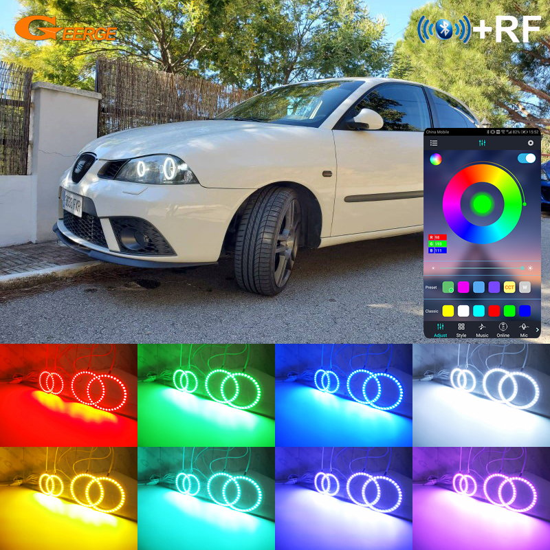สําหรับที่นั่ง Ibiza 6L Cordoba 2006 2007 2008 Day Light RF ระยะไกล BT App Multi สี Ultra Bright RGB LED Angel Eyes ชุด Halo แหวน