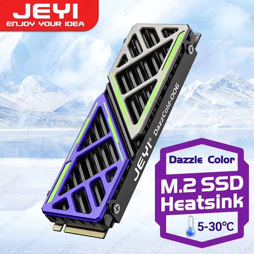 JEYI Dazzcold M.2 SSD Heatsink 2280 NVME NGFF Radiator Magnesium aluminium Aloi PC pendingin efisien dengan bantalan silikon termal