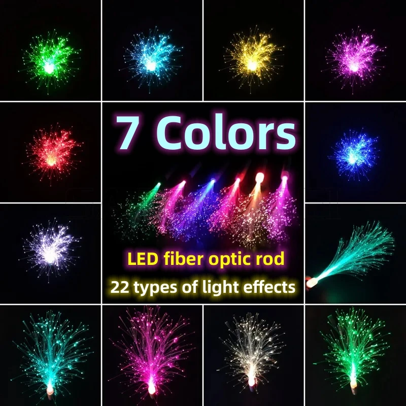 LED-Glasfaserstäbe, Leuchtstäbe, blinkende Konzerte, Rave, buntes blinkendes Konzert mit Riemen, LED-Leuchten, Show-Atmosphären-Requisiten