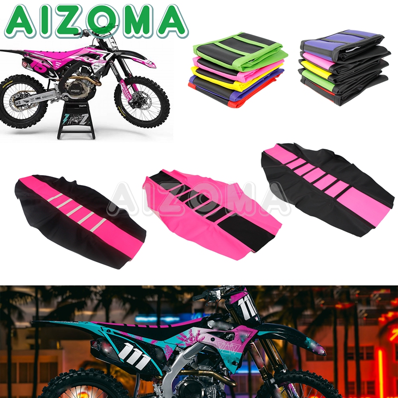สีชมพู ENDURO รถจักรยานยนต์ Anti-SLIP Gripper ฝาครอบที่นั่งนุ่มสําหรับ Honda KAWASAKI Suzuki Yamaha Dirt BIKE เบาะรองนั่ง Pad Protector