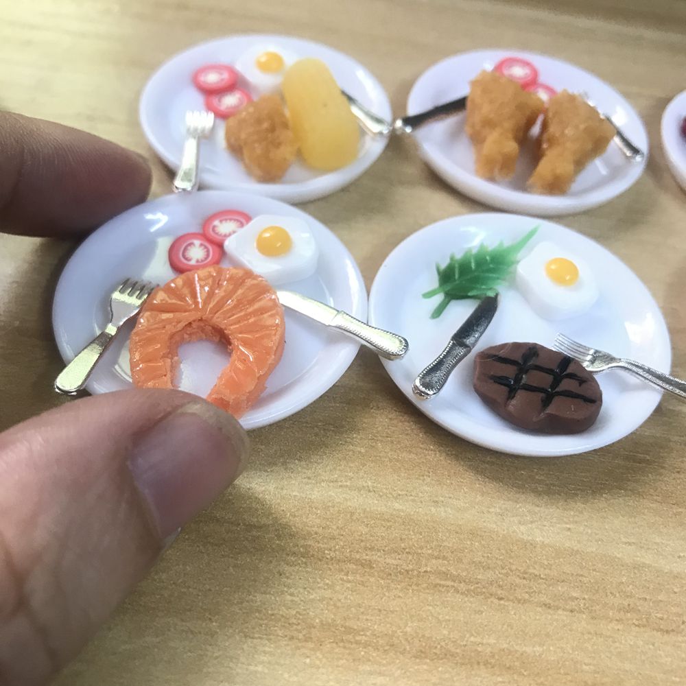 1 zestaw 1/12 skala miniaturowy stek wina udawaj zestaw żywności dla Blyth OB11 1/6 BJD domek dla lalek zabawki kuchenne akcesoria