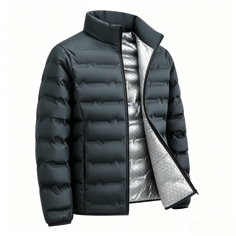 Jaqueta de Pluma com Aquecimento a Gás de Grafeno para Homens, Jaqueta Clássica Acolchoada à Prova de Vento com Gola Alta, Parka Quente de Inverno Masculina