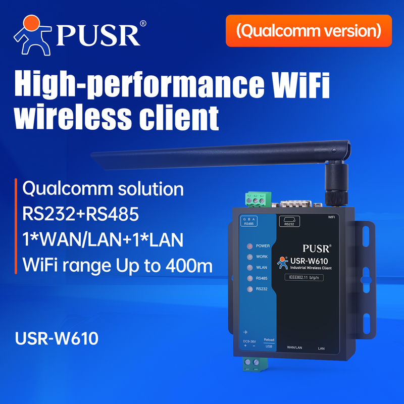 PUSR Serial RS485 RS232 to WiFi Converter Industrial Wireless Client Modbus Gateway MQTT Protocol USR-W610 (wersja Qualcomm)