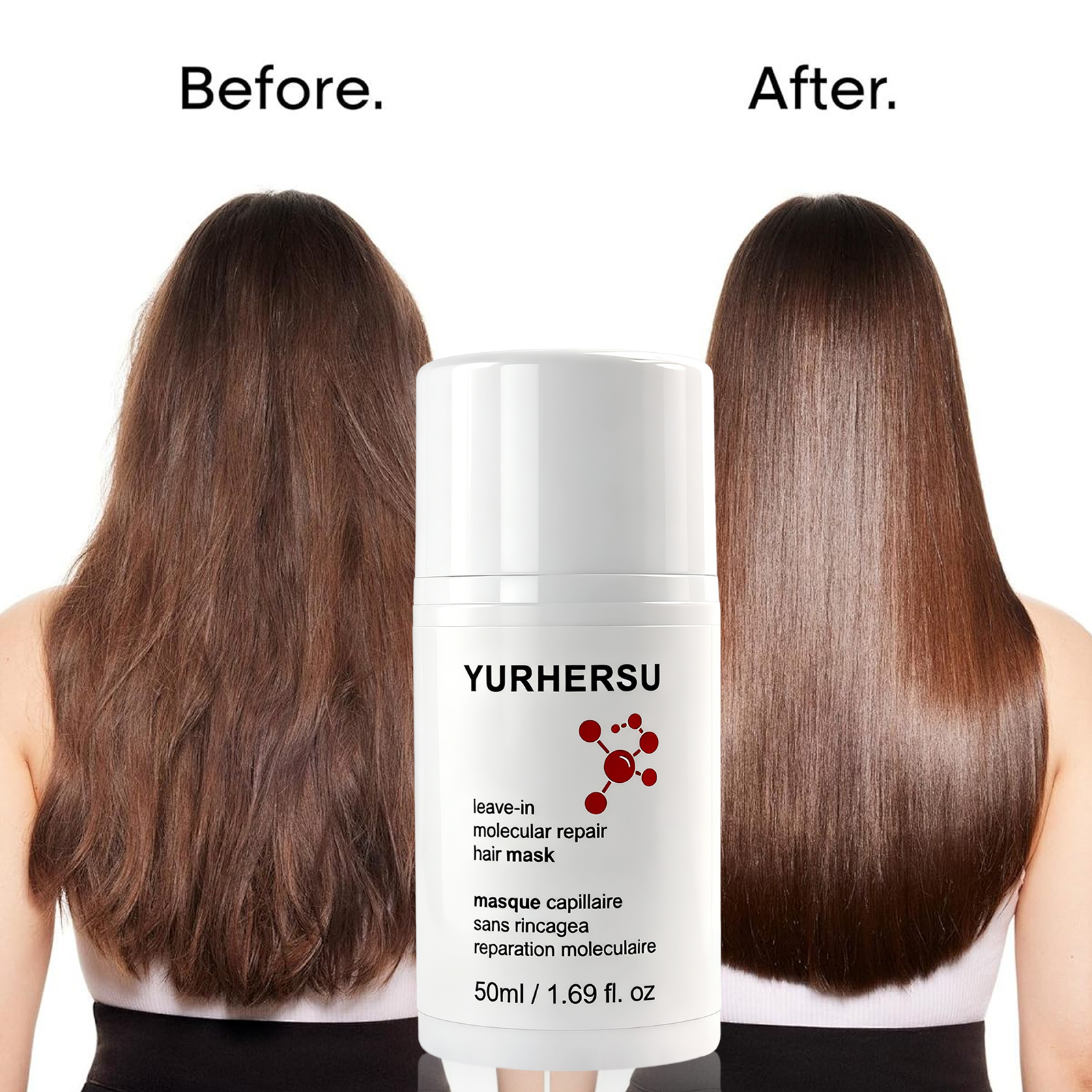 Mascarilla Capilar Sin Enjuague, Reparación Profunda del Cabello Dañado, Hidratante, Suavizante, Tratamiento Capilar, No Requiere Enjuague