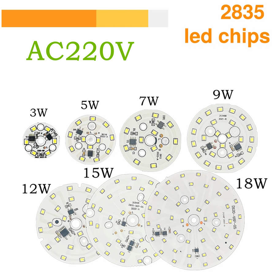 Puce LED AC 220V, aucun transformateur requis, perles lumineuses circulaires SMD 2835, bricolage, CRI élevé pour accessoire d'éclairage Downlight Led