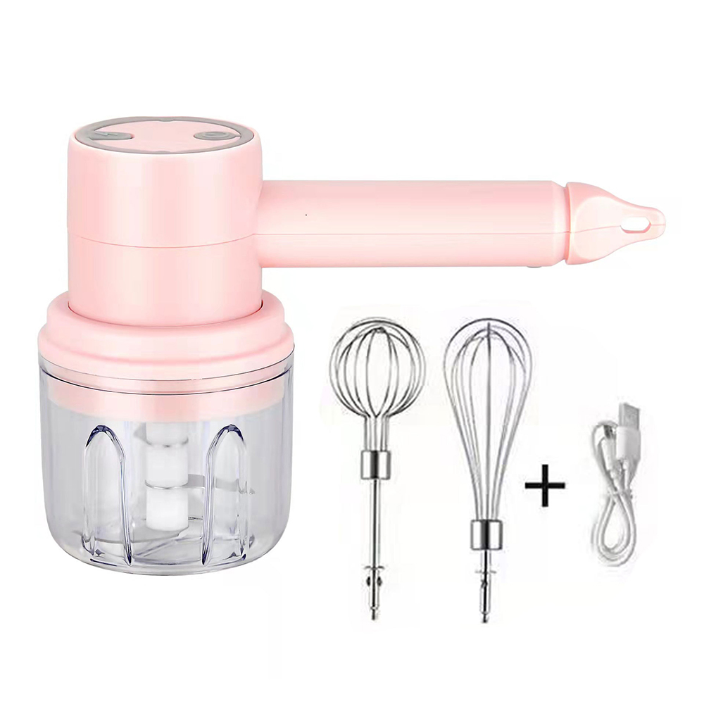 Mezclador de alimentos eléctrico USB, batidora de mano inalámbrica, trituradora de ajo portátil, batidor de huevos y crema de masa de 3 velocidades, triturador para hornear, herramienta de cocina