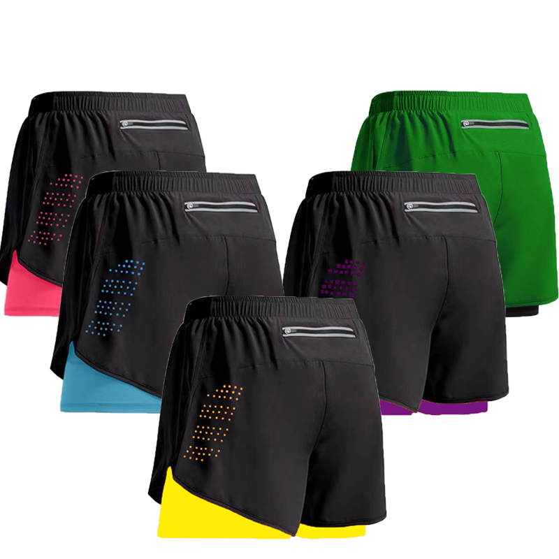 Nowe męskie spodenki do biegania, sportowe spodenki na siłownię 2 w 1, szybkoschnące spodenki treningowe, fitness, do joggingu, letnie męskie spodenki.