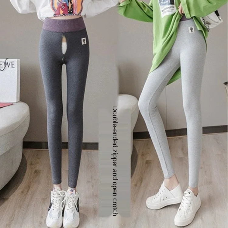 Leggings femininas abertas casal ao ar livre afair-livre leggings sexy calças femininas outono e inverno leggings duodn