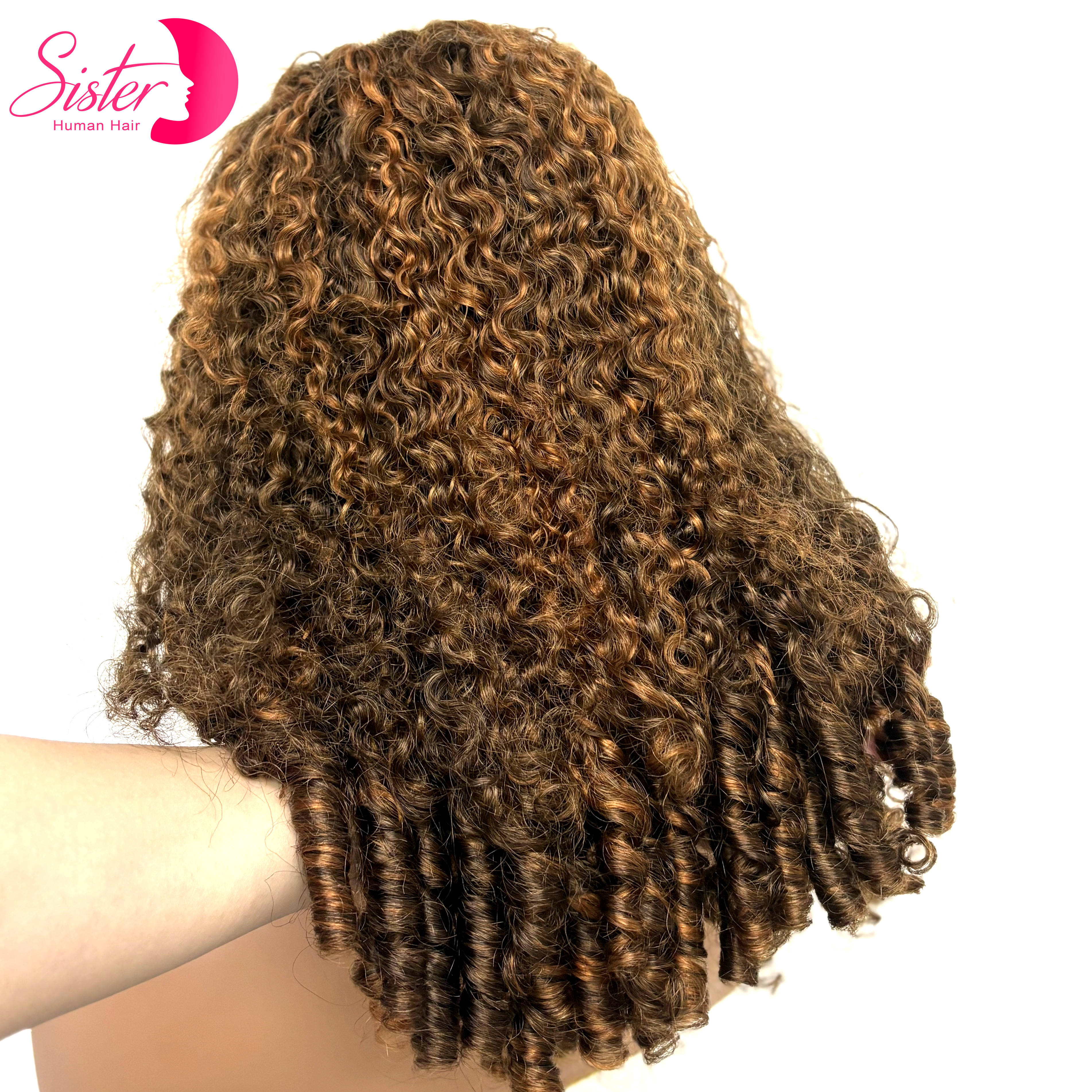 5x5 Glueless Evidenziare Birmano Rimbalzante Spirale Ricci Parrucche Dei Capelli Umani 350% Densità Chiusura Del Merletto Parrucca Riccia per Le Donne Prepizzicate Remy