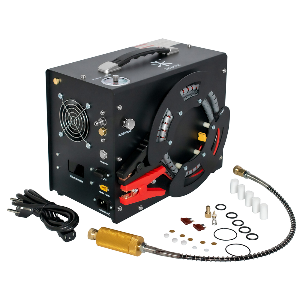 TUXING-Compresseur d'Air PCP Portable CrucES062, 4500Psi, 300Bar, Haute Pression, Arrêt existent, avec Alimentation de Voiture 12V pour Fusil