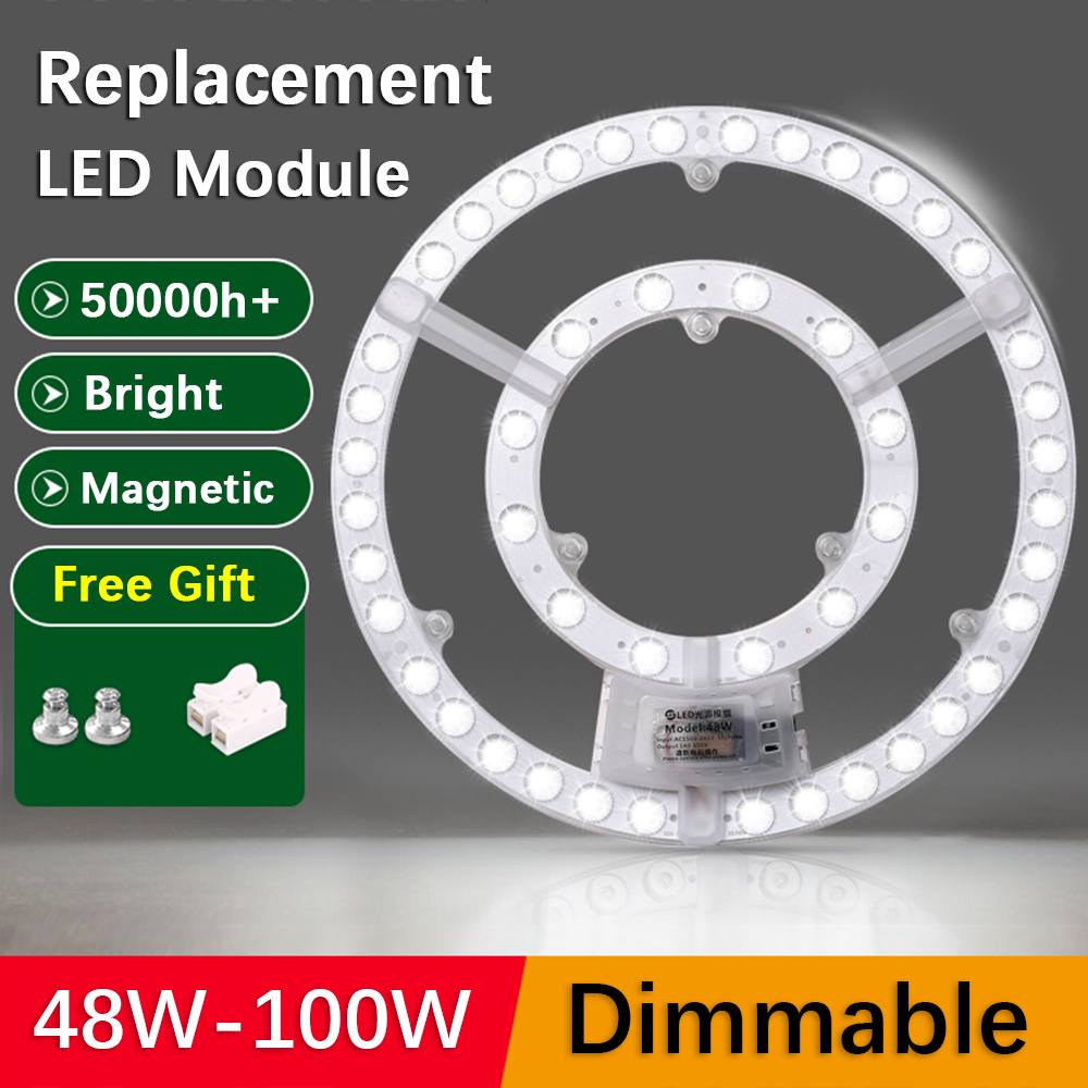 Luz de techo Panel de luz LED 220V-240V Módulo LED de repuesto 12W-100W Anillo redondo de ahorro de energía Fuente de luz de placa de adaptación LED