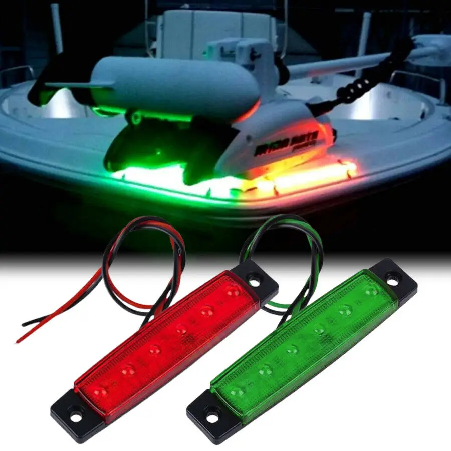 2x DC 12V LED Marine Boat Navigation Lights Green Red Stern Light Waterproof Yacht Signal Stern Lights Lamp for Sailboat Pontoon