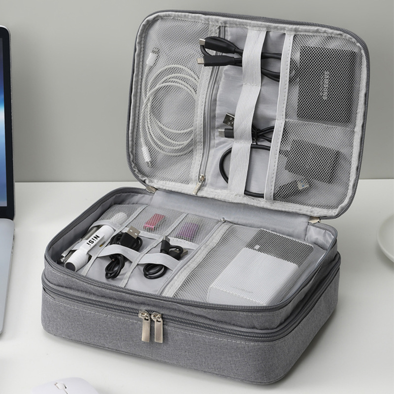 O saco digital do armazenamento da Três-camada, caixa de armazenamento do cabo multi-funcional, caso impermeável do curso para dados, banco móvel do poder