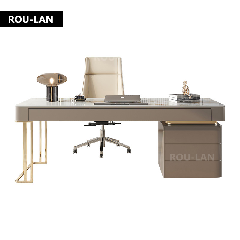 Rock Slab โต๊ะขนาดเล็ก Apartment สแกนดิเนเวียน Study Luxury Office โต๊ะคอมพิวเตอร์โต๊ะทำงานโมเดิร์น Writing Desk Home