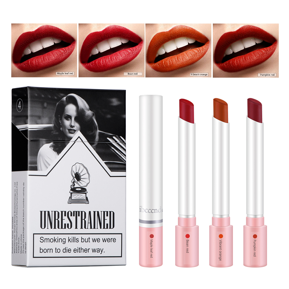 4 สีแต่งหน้าลิปสติกเครื่องสําอางชุดลิปสติก Lip Tint Lip GLOSS กันน้ํา Maquillaje Matte Long Lasting Make Up Pomade ชุด
