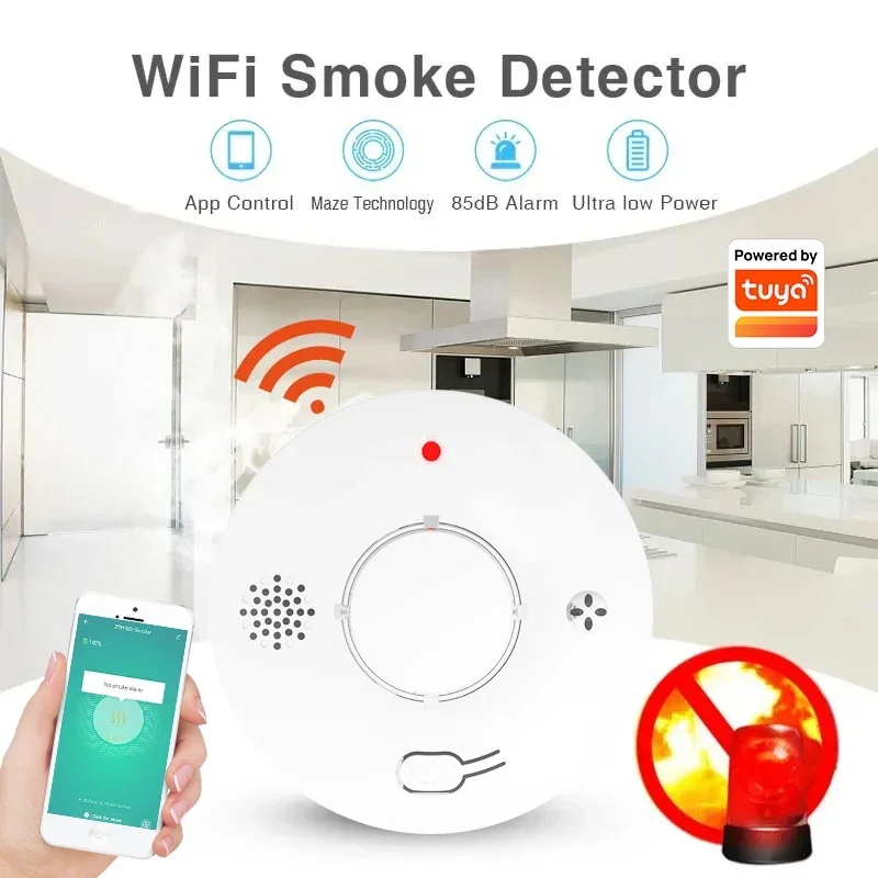 Tuya Wi-Fi Zigbee дымовая сигнализация пожарная защита детектор дыма коптильня комбинированная пожарная сигнализация домашняя система безопасности пожарные