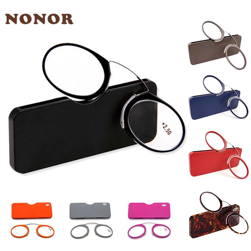 Мини-очки для чтения NONOR TR Clip Nose Bridge от 1,0 до 3,5, портативные очки для дальнозоркости с футляром