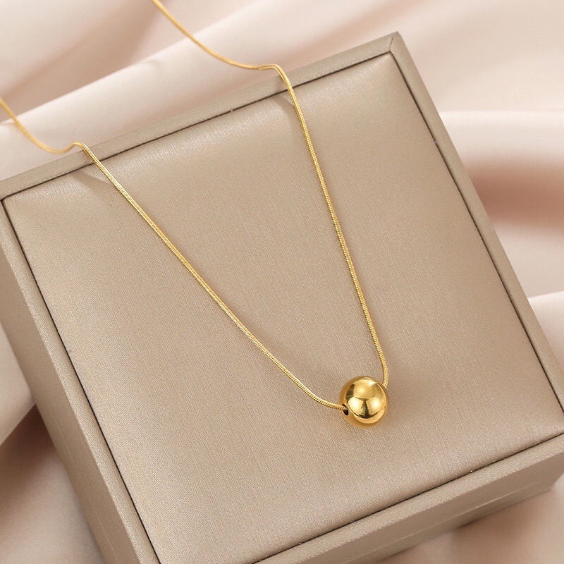 Collar minimalista con colgante de cuentas redondas para mujer, gargantilla de clavícula de acero inoxidable, cadena larga, joyería de moda, regalo llamativo para niña
