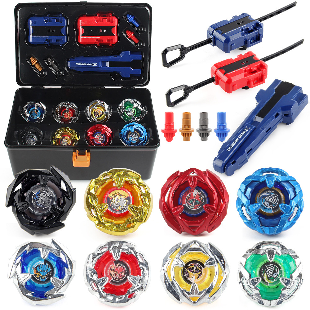 8 Pièces Toupies de Combat Gyroscopiques avec Poignée et Lanceurs, Coffret d'Outils, Jouets