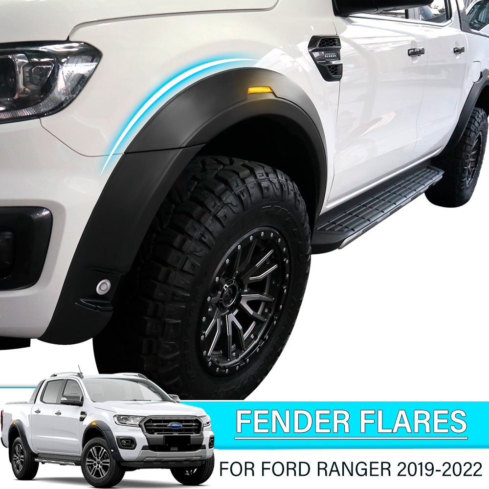 Extensão Fender Flares, Luz LED, Parte de estilo de carro, Flares para Ford Ranger T7 T8 Wildtrak Limited XLT XLS, 2015-2022