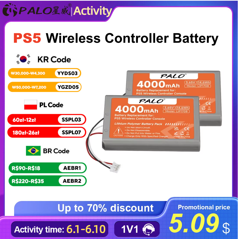 4000mAh PS5 PS 5 Wireless Controller Battery for Sony Playstation 5 LIP1708 Dualsense Gamepad Controller CFI-ZCT1W CFI-ZCT1J