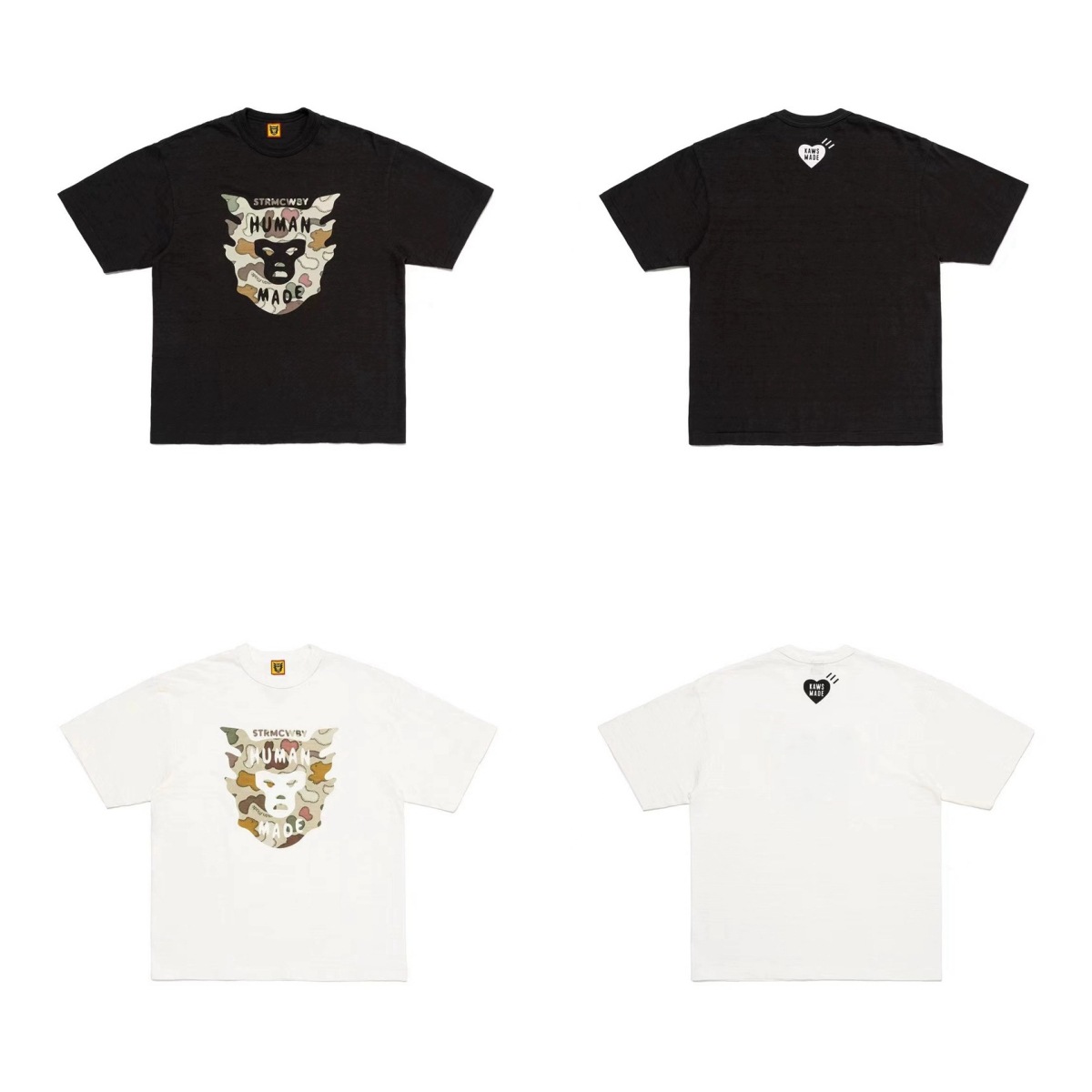 Camiseta con estampado de dibujos animados de HUMAN MADE, camisa informal unisex de algodón de bambú japonés con cuello redondo y manga corta, novedad de 2026