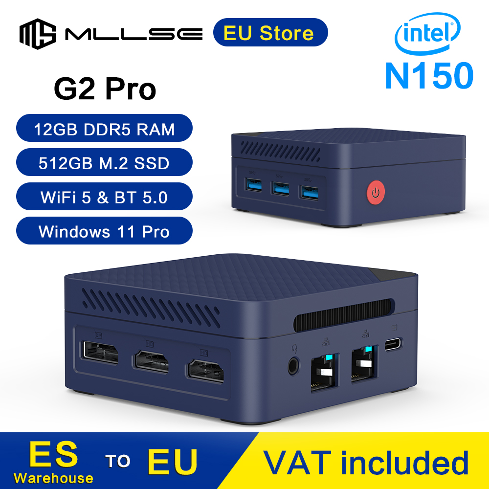 Mini PC MLLSE G2 Pro Processador Intel Twin Lake N150 LPDDR5 12GB RAM 512GB SSD WiFi 5 BT5.0 Win11 Mini Computador Desktop