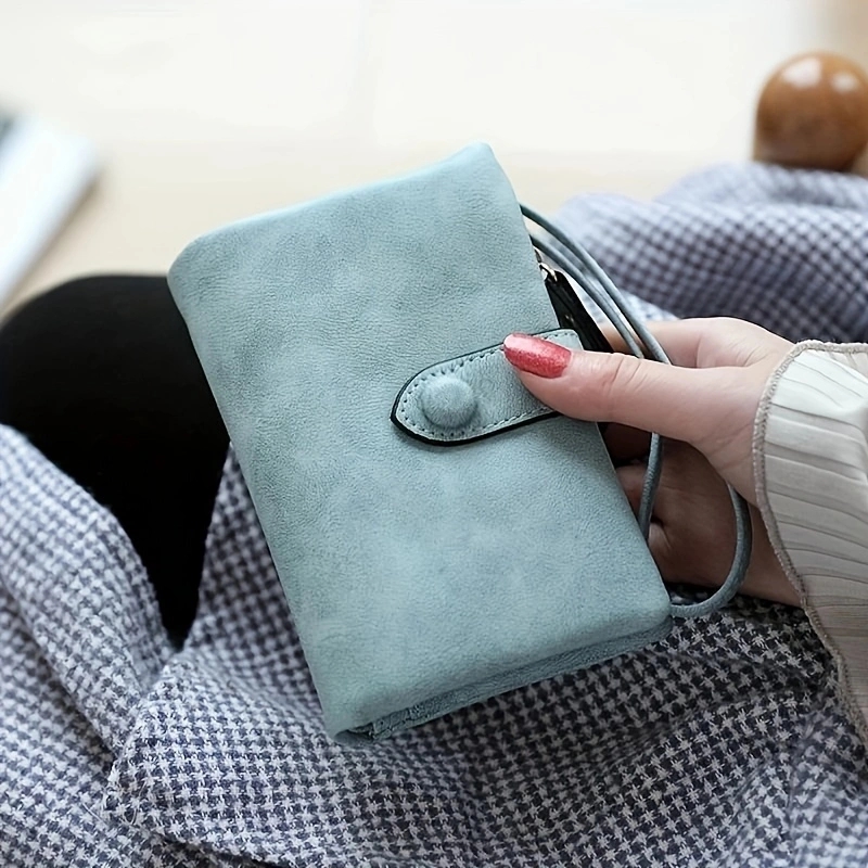 Carteras cortas triples para mujer con bolsillo con cremallera para monedas, monederos minimalistas de cuero suave esmerilado para mujer, cartera pequeña rosa para mujer
