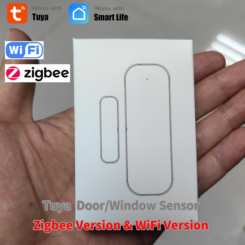 Датчик двери и окна Tuya Wi-Fi или ZigBee, умный дом, беспроводные детекторы открытия и закрытия дверей, приложение, удаленная сигнализация, работа с яндексами Alexa