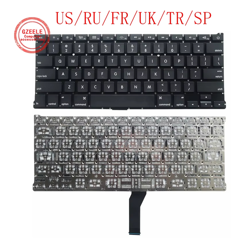 US/RU/FR/UK/TR/SP Tastiera Per Macbook Air 13.3 "A1466 A1369 A1405 Tastiera Inglese Del Computer Portatile MD231 MD232 MC503 MC504 2011-15