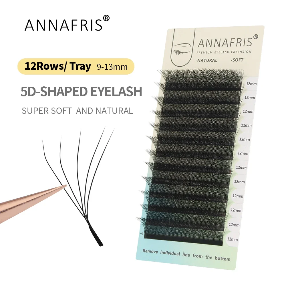 ANNAFRIS 4D 5D W-образное наращивание ресниц ручной работы 12 линий/лоток готовые вееры для объема клевер W ресницы