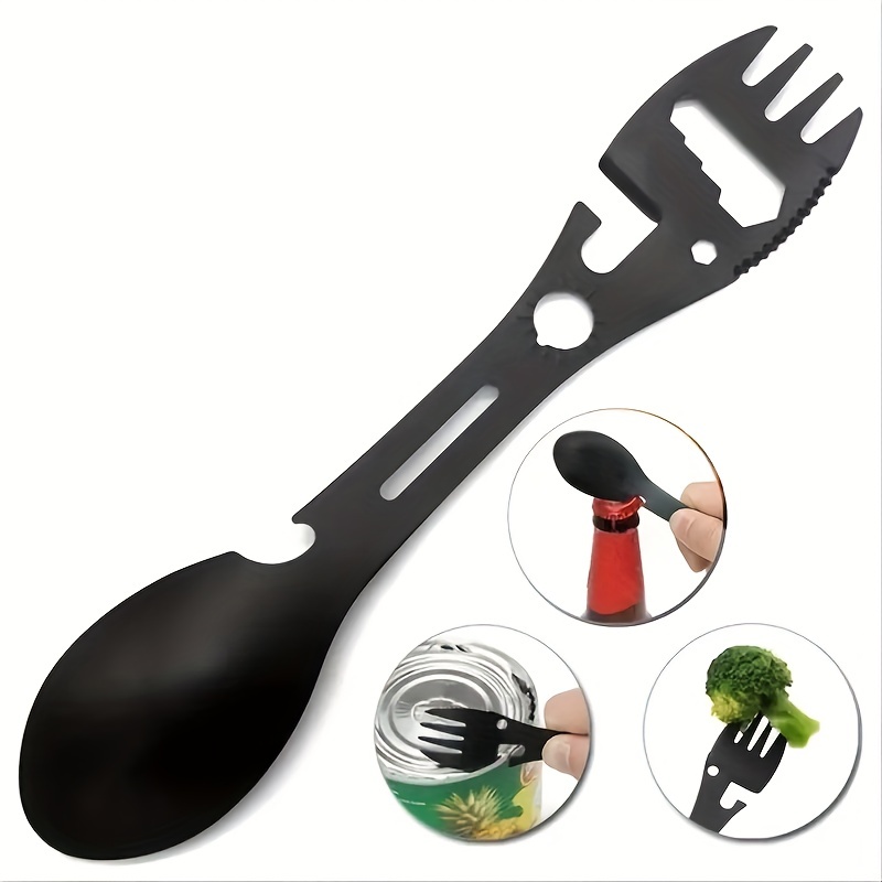 Multifunktionales Pfeifenmesser Outdoor Camping Survival Spork Küche Multifunktionsschlüssel Flaschenöffner Löffel.