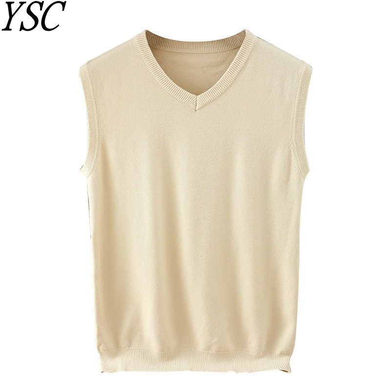 Estilo clássico masculino tricô cashmere lã mistura colete gola v solto cor sólida de alta qualidade macio manter quente sem mangas camisola