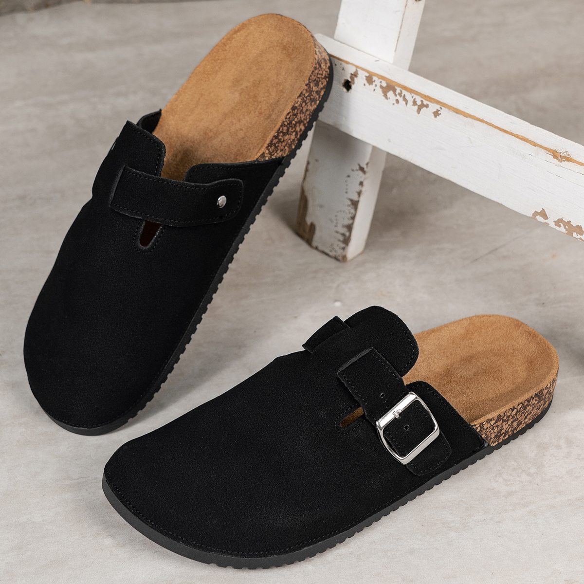 Lässige einfarbige Slip-On-Pantoletten für Herren, bequem, rutschfest, langlebig, weiche Sohle, rundes Zehen-Design, bequemes Obermaterial aus Stoff, PVC-Sohle, Slip-On-Verschluss, geeignet für Ganzjahres-Outdoor-Aktivitäten