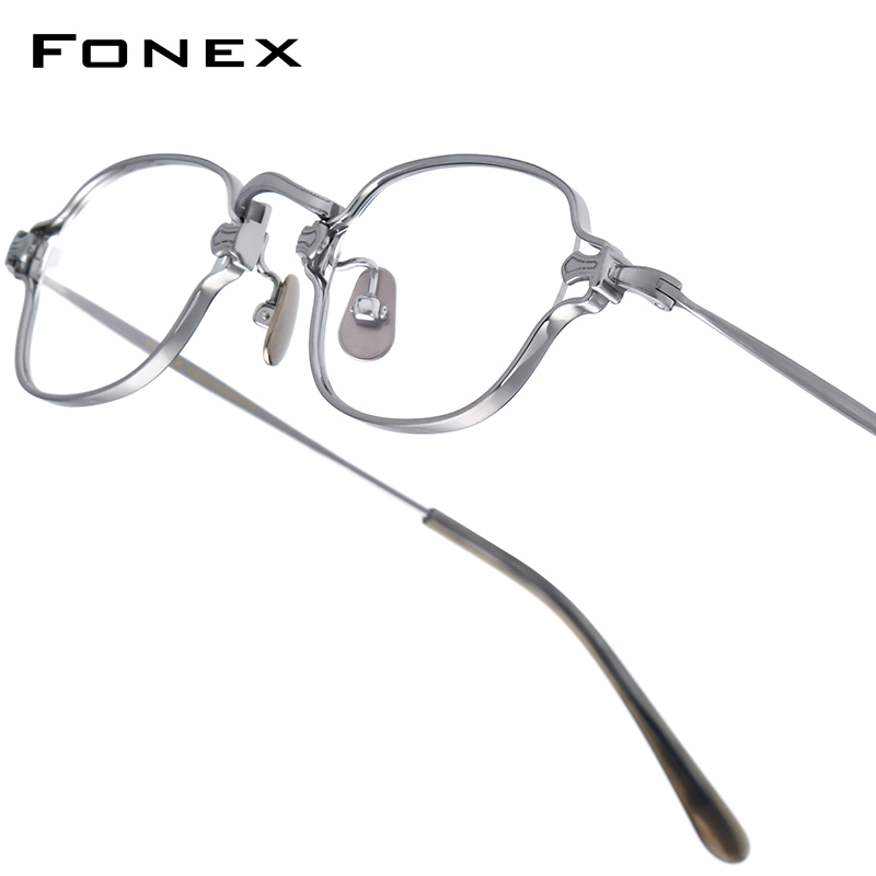 FONEX titane lunettes cadre hommes Drand Design rétro carré lunettes femmes Vintage japonais lunettes ultralégères lunettes MN186