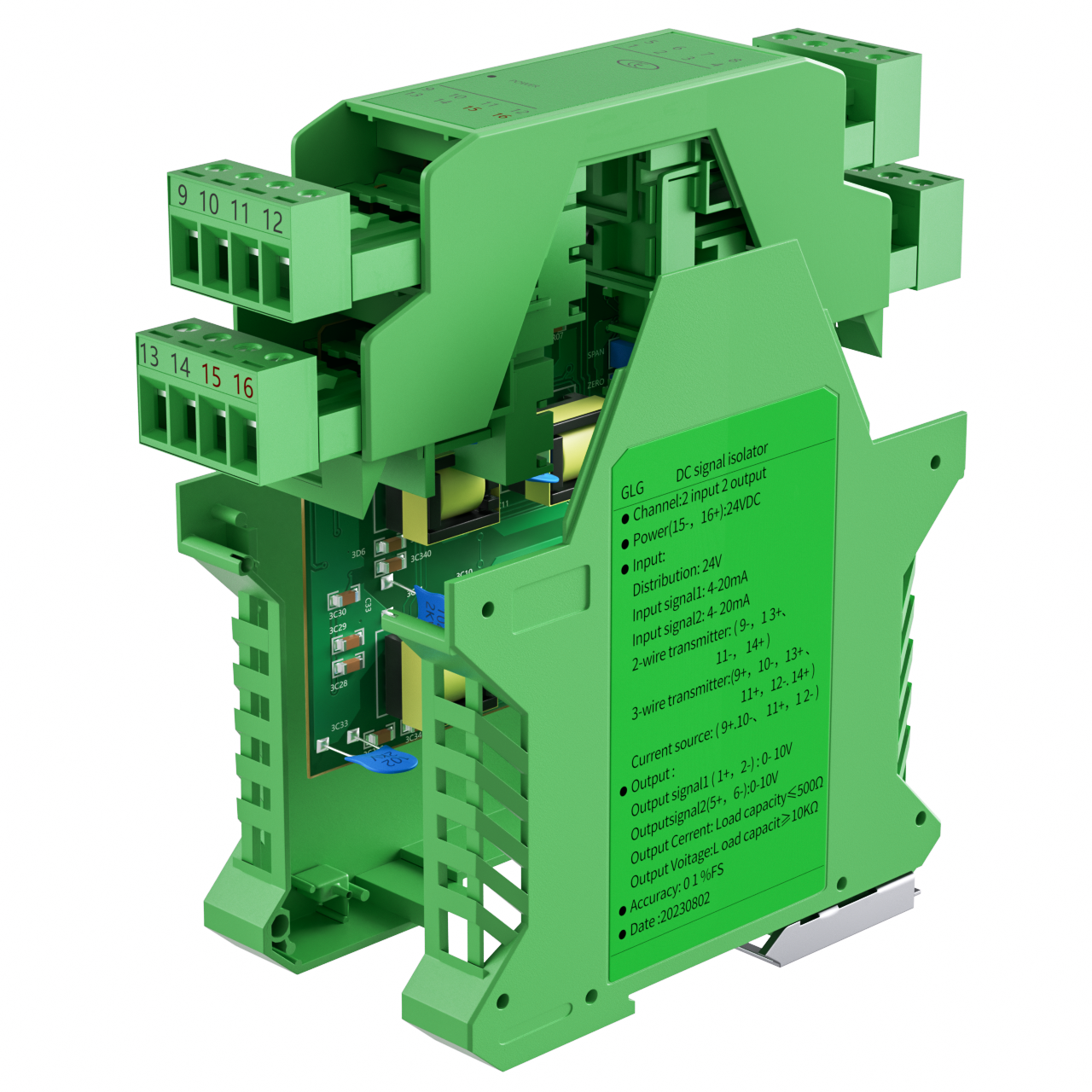 Conversor de Sinal DC 12-32V, Isolador 4-20mA 0-10V, Distribuidor de Isolamento de Sinal para Sistemas de Dois e Três Fios