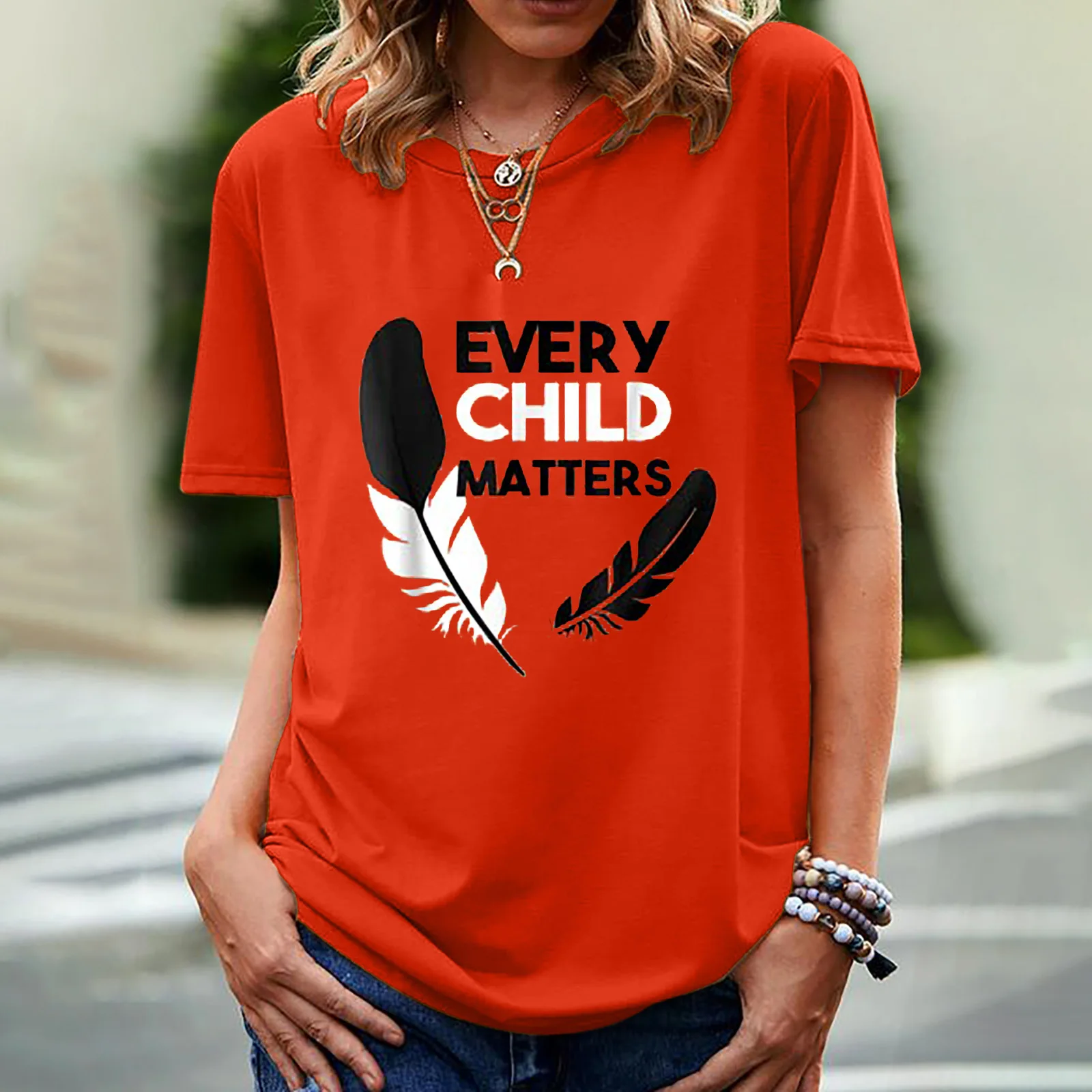 Ogni bambino conta stampa maglietta da donna manica corta O collo maglietta da donna allentata maglietta da donna top abiti Camisetas Mujer