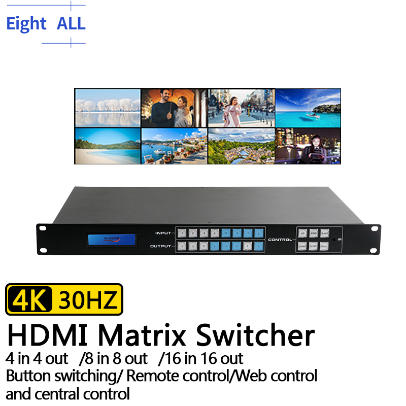 Матричный коммутатор 4K Video HDMI 8x8, 4x4 16x16 Аудио-видеооборудование 8 входов 8 выходов HDMI Matrix Supput Веб-управление для компьютера PS4