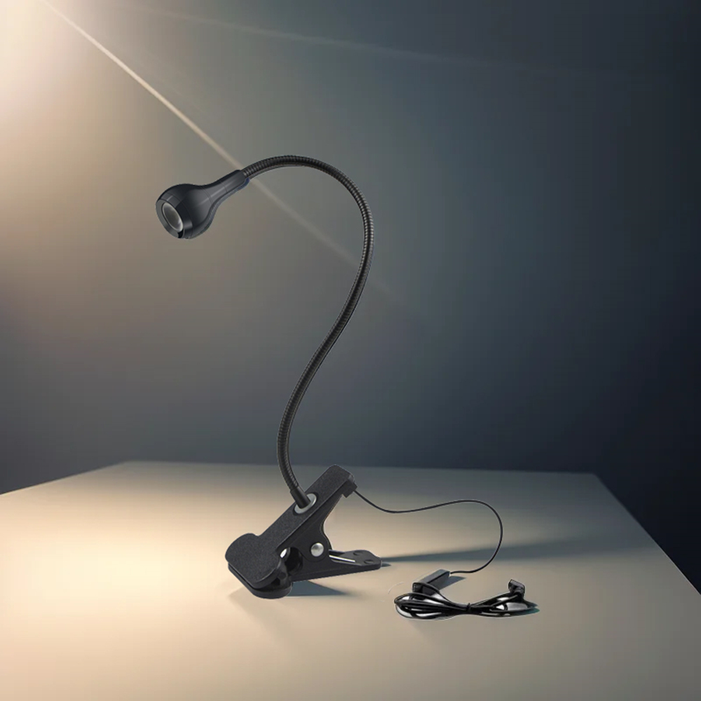 360-Grad-flexible Schreibtischlampe mit Halter-Clip, USB-Stromlampe, Lesebuch, Licht, aufsteckbares Kabel mit Ein-Aus-Schalter, Nachtlicht