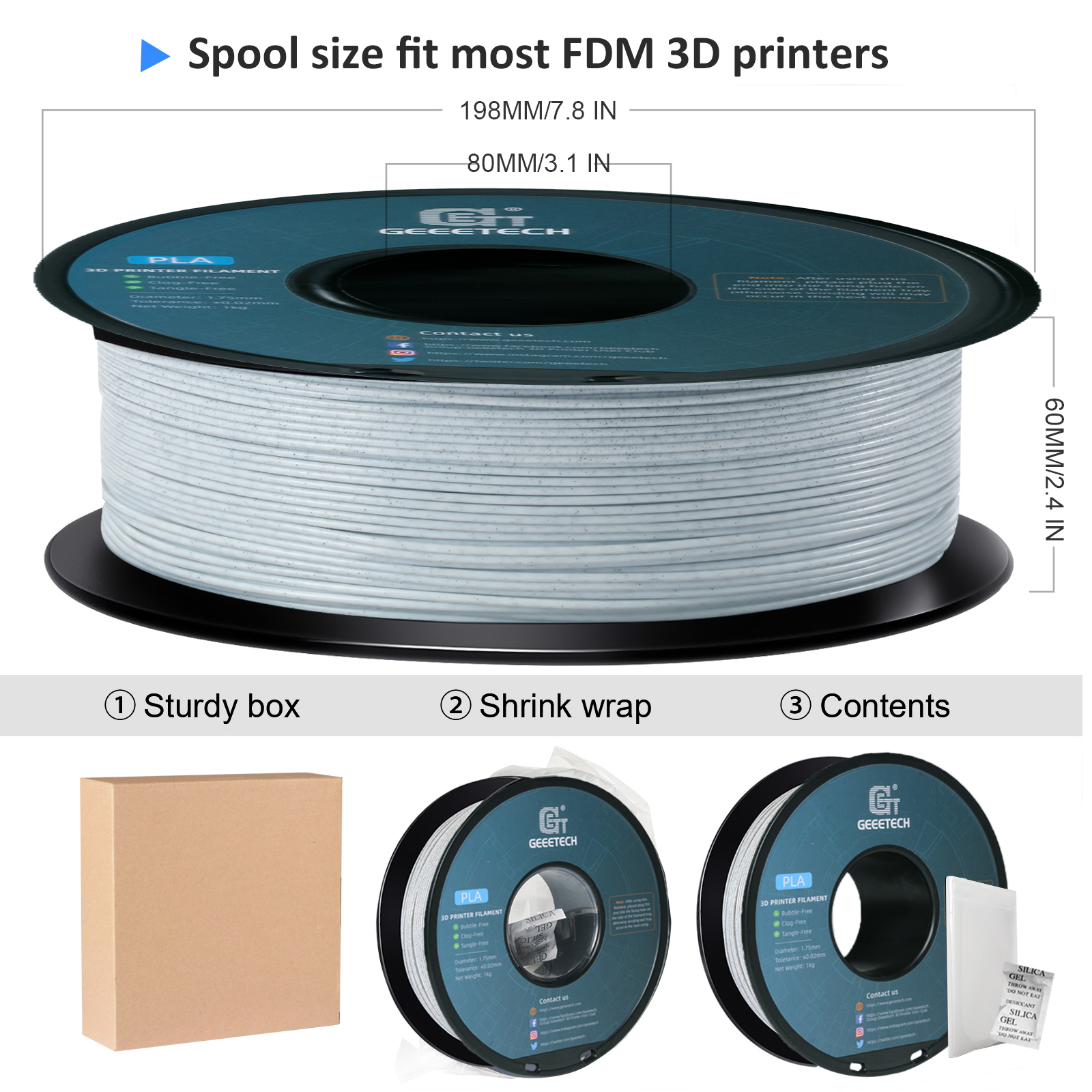 Geeetech Like Marble PLA Пластиковая нить для 3D-принтера 1 кг 1,75 мм, без запутывания, материалы для проволоки для 3D-печати, вакуумная упаковка