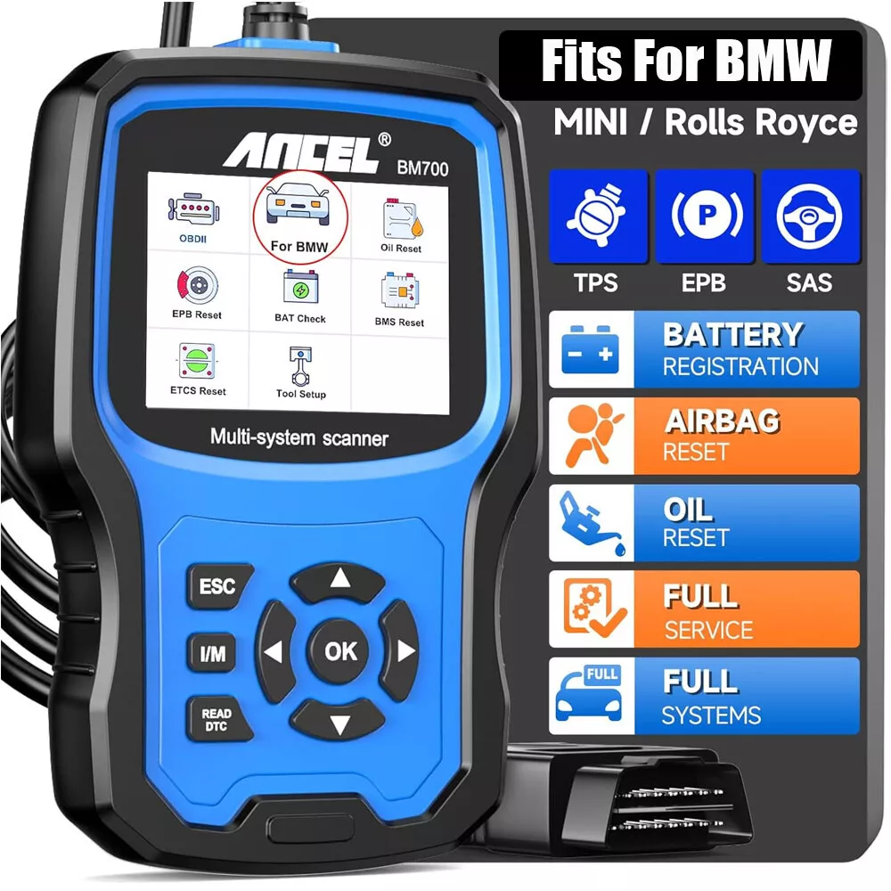 ANCEL BM700 Pro Narzędzie do Rejestrowania Akumulatorów Pasuje do Diagnostyki BMW Kodowanie Wtryskiwaczy Samochodowy Skaner OBD2 Pełny System Czytnik Kodów Samochodowych