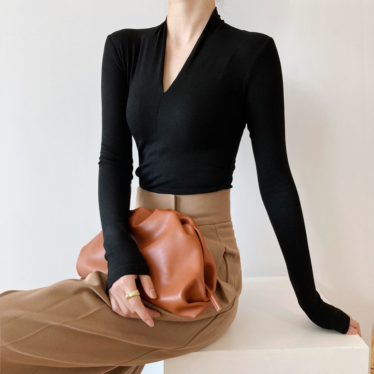 2024 donne estate Sexy scollo a v Slim magliette top per le donne vestiti Tees Stretch top pullover di cotone moda top Sueter Mujer