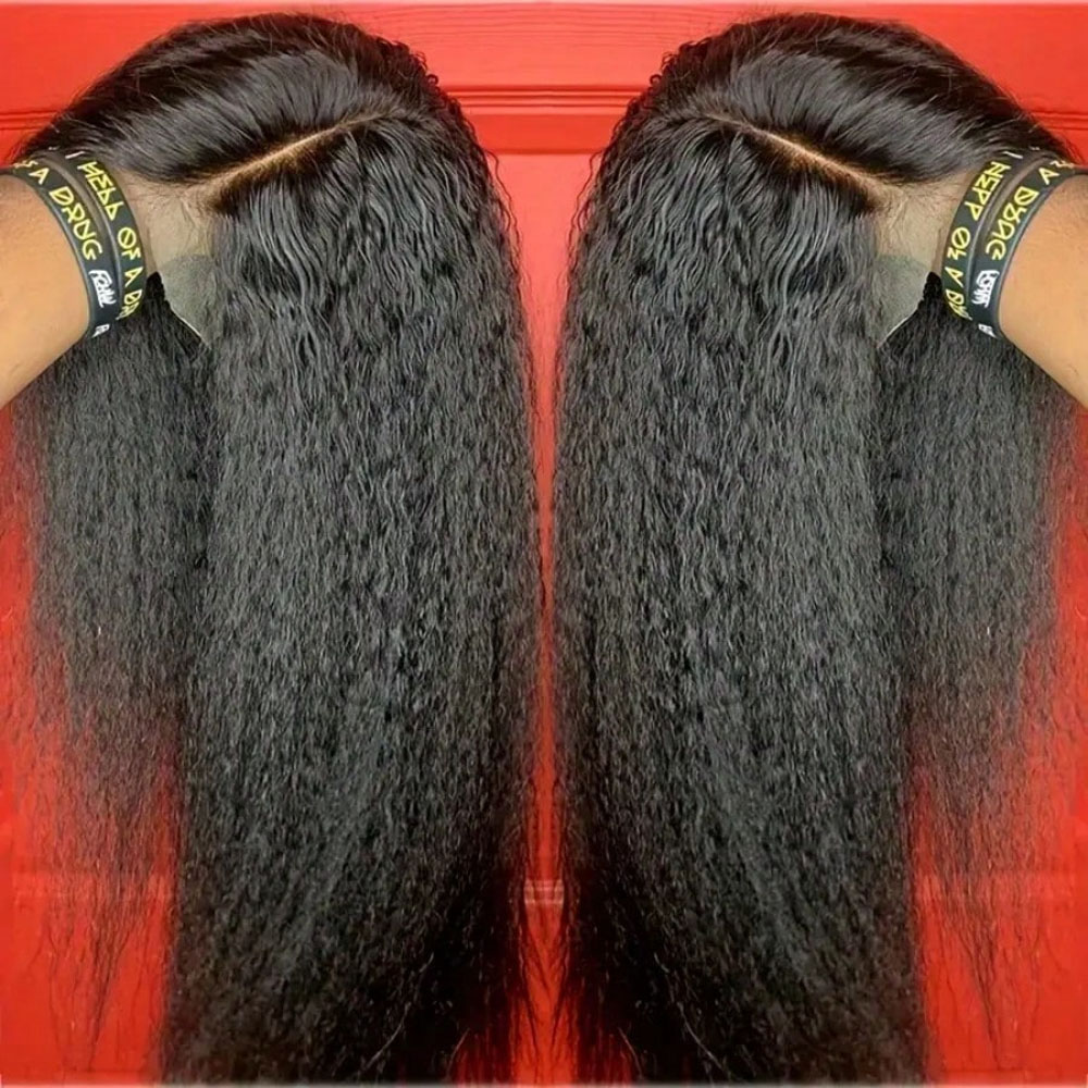 Kinky Straight 13x4 Lace Front Human Hair Wigs For Women Brazilian Bone Colored Straight 5x5 Transparent Lace Frontal CurlyWig