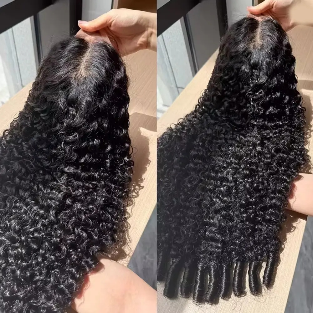 Peruca Cacheada Birmanesa de Cabelo Humano com Densidade de 210%, Peruca Frontal de Renda HD 13x6, Pré-Alongada com Pontas em Espiral