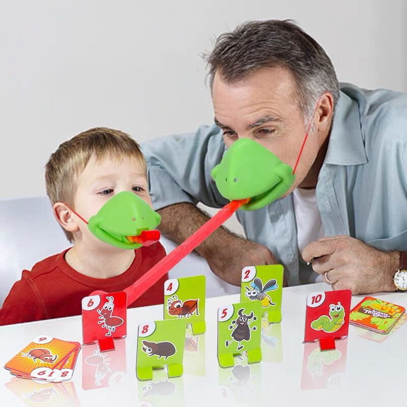 子供のためのストレスカエルlizardマスクボードゲーム、舌のないカード、家族のパーティーのための面白いデスクトップパズルおもちゃ