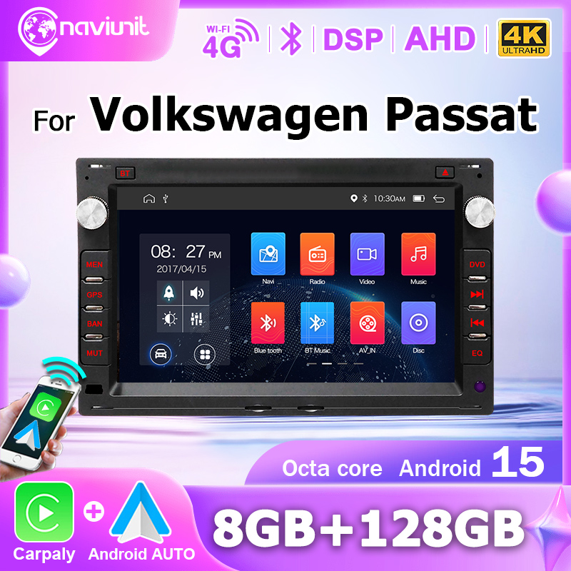 Radio Mobil Otomatis Wireless Carplay Android 15 BT Untuk VW Volkswagen PASSAT B5 MK4 MK5 SHARAN Jetta Bora Polo TRANSPORT T5 CITI CHICO